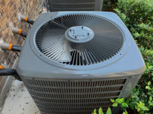 top view of spinning fan blades on residential hvac