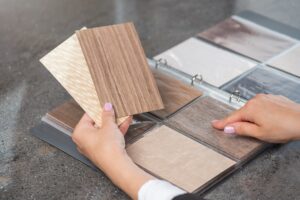 catalog with samples of different types of flooring