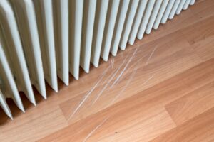 aerial view of scratching on floor