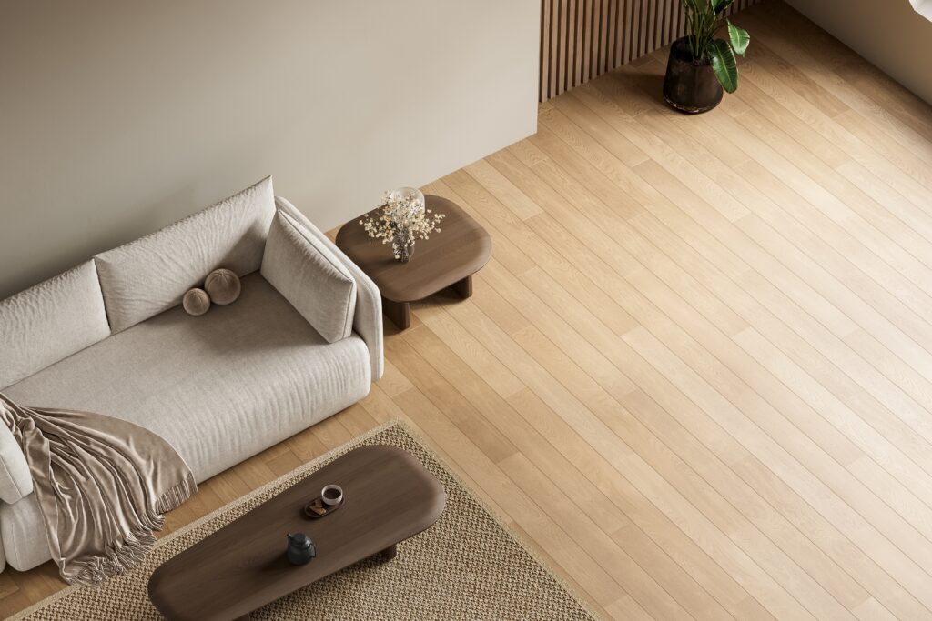 top view of modern minimalist living room