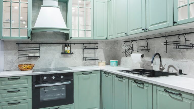 kitchen with a green color theme